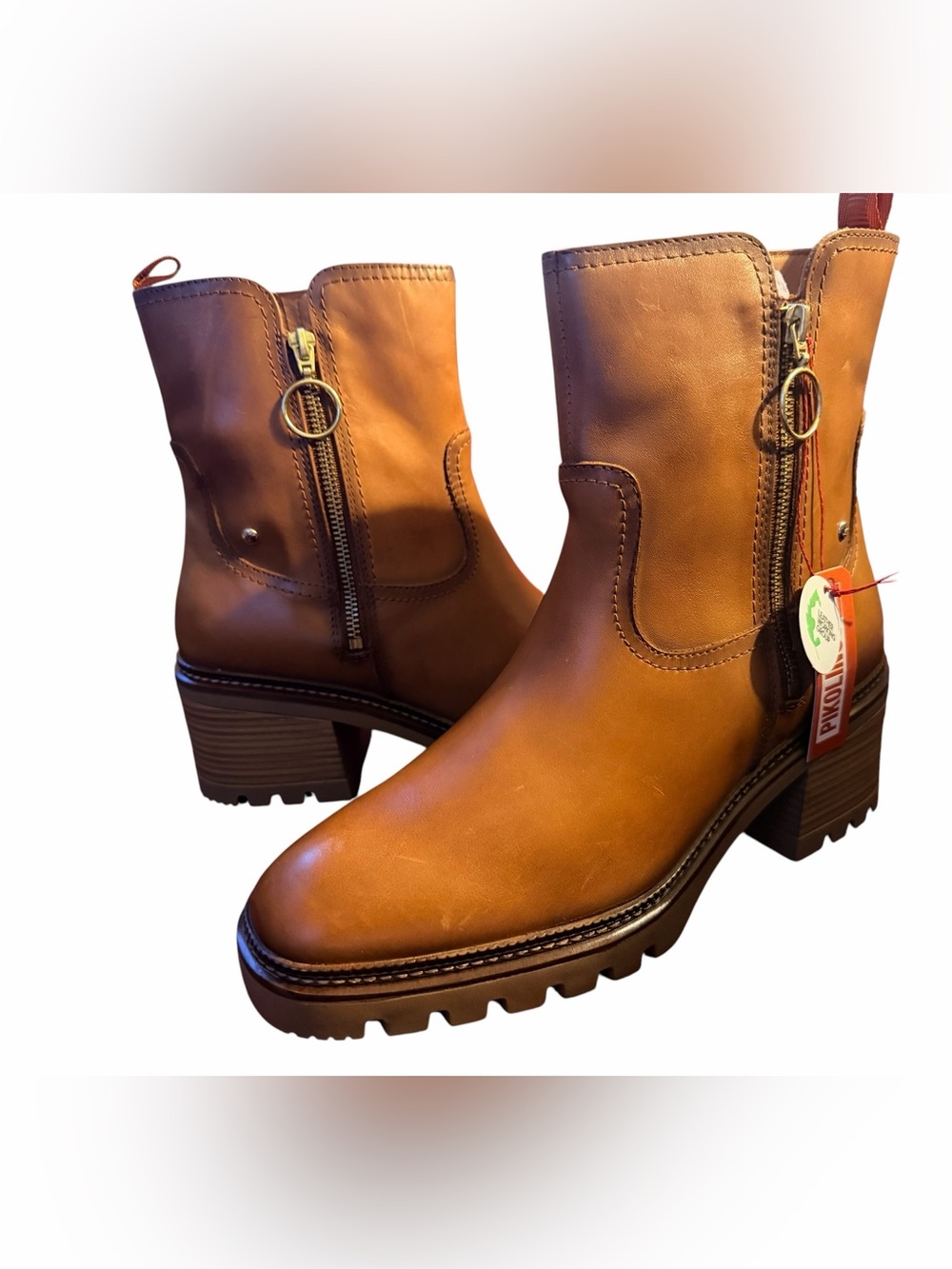 Pikolinos Valladolid Brandy Leather Lug Sole Ankle Boots EU 42 NWT